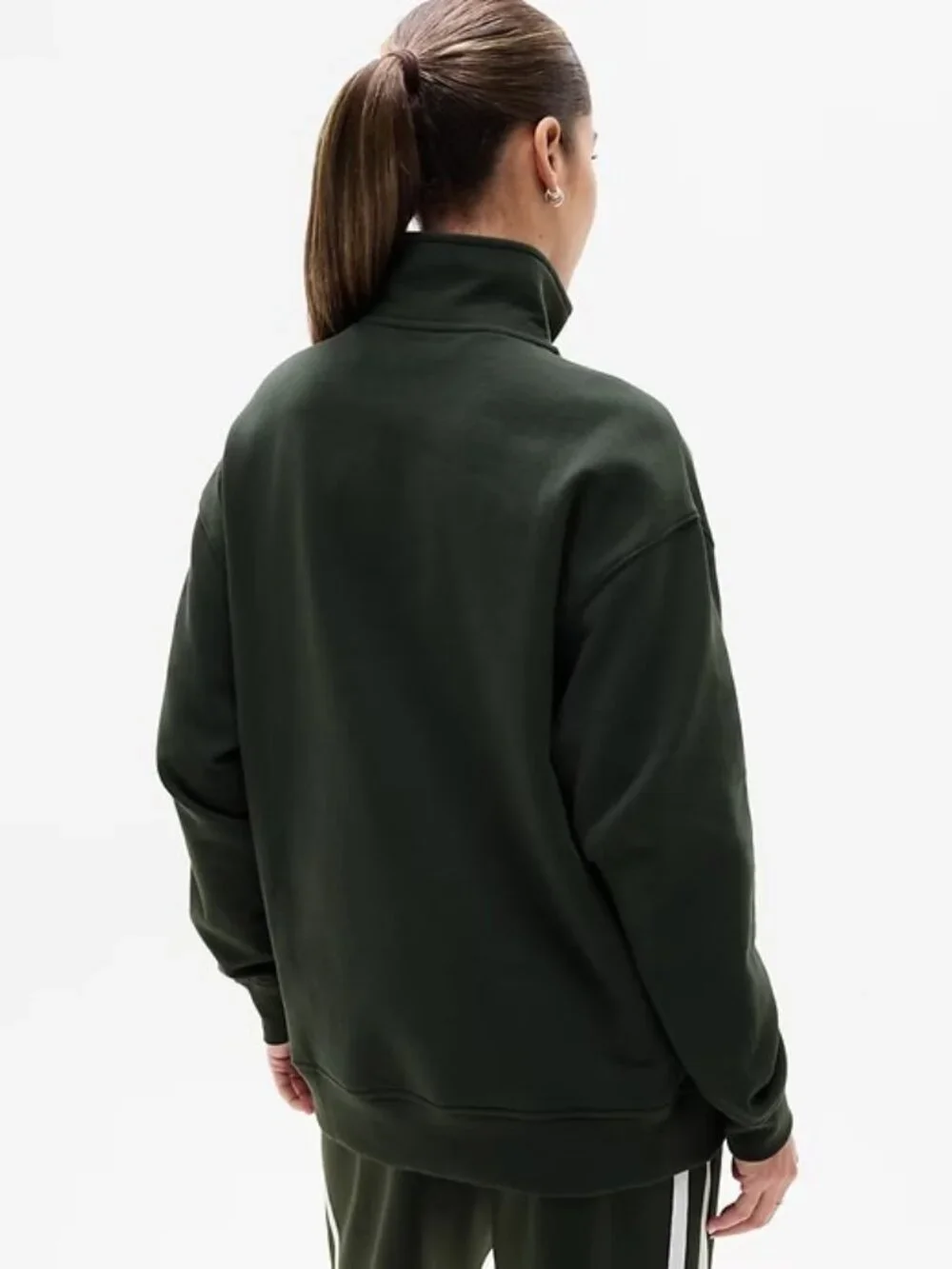 New Athleta M Forever Fleece 1/4 Zip Sweatshirt Elm Green Medium